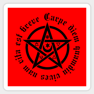 Pentagram "Carpe diem quamdiu vives nam vita est breve" Sticker